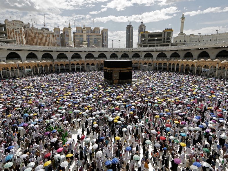 Muslim pilgrims perform the final walk around the Kaaba (Tawaf al-Wadaa), Islam's holiest shrine, at the Grand Mosque in Saudi Arabia's holy city of Mecca on August 13, 2019. Muslims from across the world gather in Mecca in Saudi Arabia for the annual six