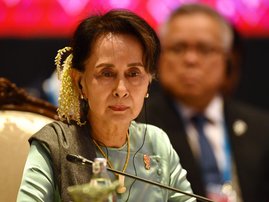 Myanmar's State Counsellor Aung San Suu Kyi attends the 22nd ASEAN-Japan Summit in Bangkok on November 4, 2019, on the sidelines of the 35th Association of Southeast Asian Nations (ASEAN) Summit.