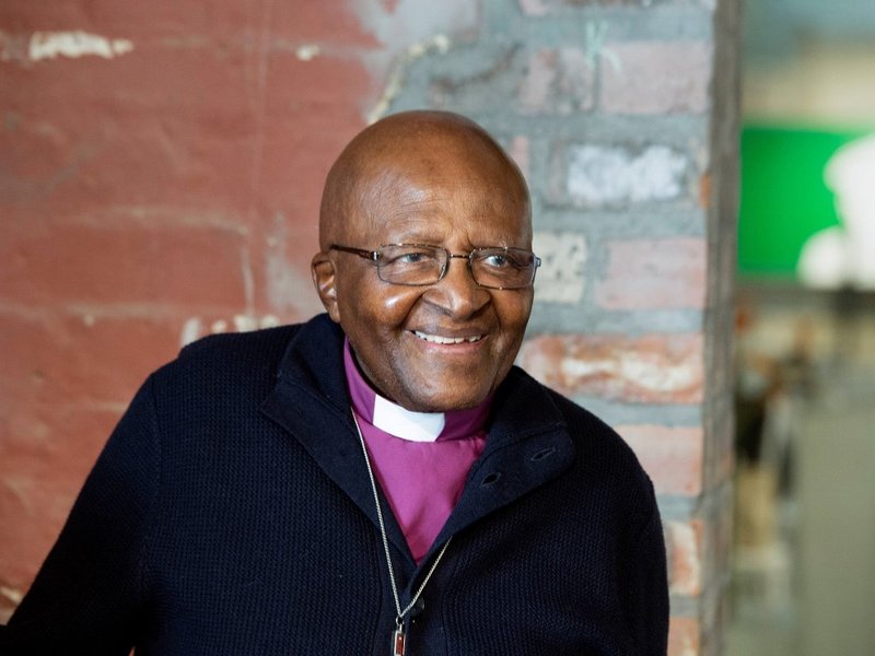 Archbishop Emeritus and Nobel Laureate Desmond Tutu, attends an exhibition and book launch of notable photographs of his life, which have been turned into paintings, in the centre of Cape Town. South African anti-apartheid icon Desmond Tutu has been admit