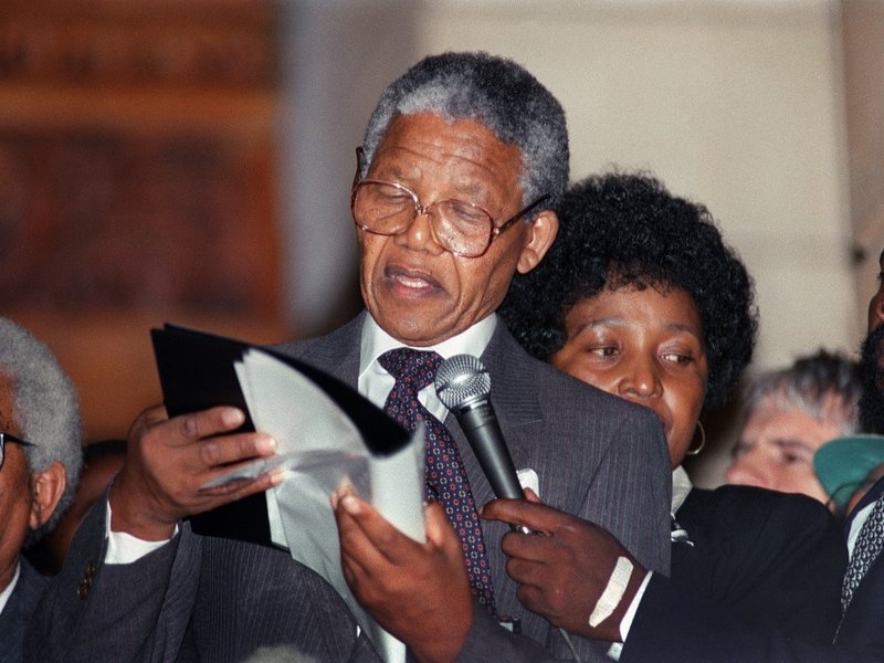 Nelson Mandela reading his 1990 speech