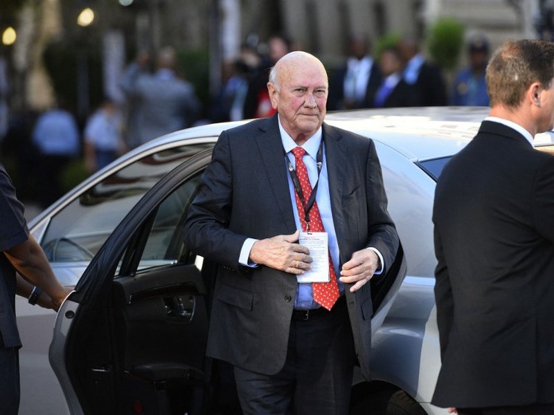 Former South African President FW De Klerk arrives during the annual State of the Nation (SONA) address and opening of the national parliament in Cape Town on February 13, 2020.