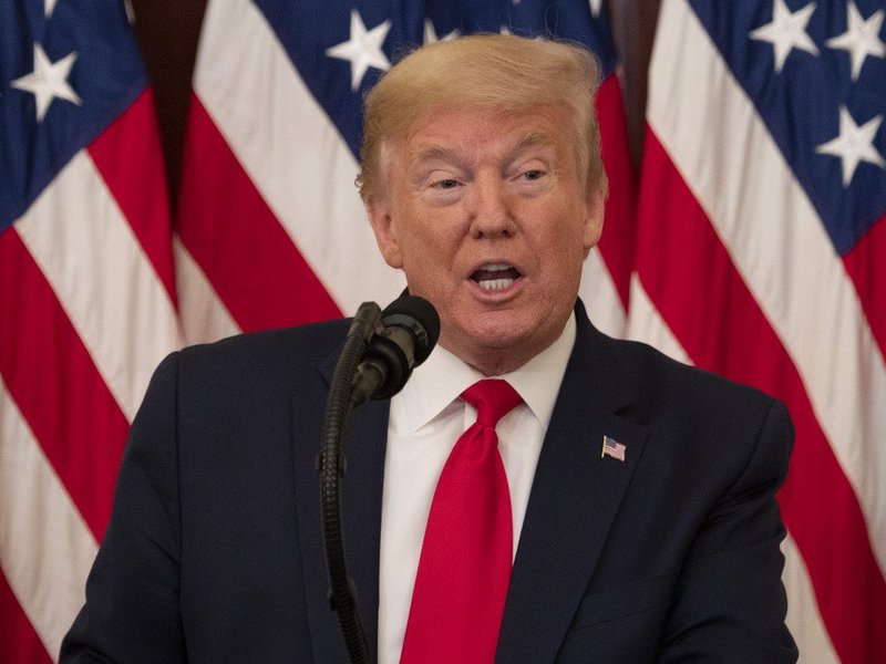 US President Donald Trump speaks during the Presidential Recognition Ceremony: Hard Work, Heroism, and Hope at the White House, on May 1, 2020, in Washington, DC.