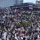 Belarus opposition supporters gather near the Pushkinskaya metro station where Alexander Taraikovsky, a 34-year-old protester died on August 10, during their protest rally in central Minsk, on August 15, 2020. The opposition in Belarus was gearing up for