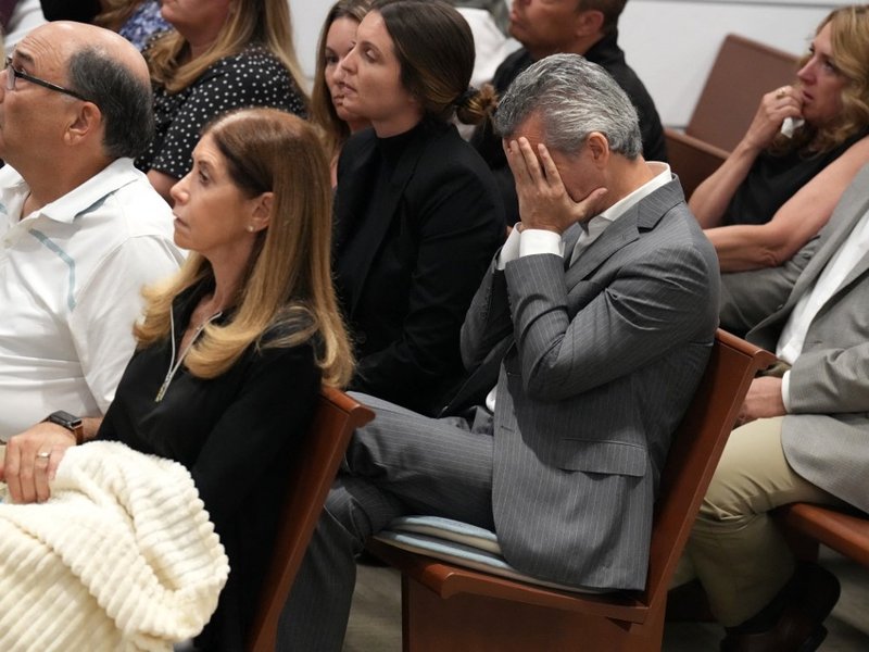 Max Schachter reacts as video and audio are played from inside a classroom as bullets are fired into it during the penalty phase of the trial of Marjory Stoneman Douglas High School shooter Nikolas Cruz at the Broward County Courthouse in Fort Lauderdale,