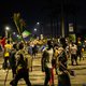 Nigerian protesters are seen in the streets of Alausa Ikeja on October 20, 2020 after the authorities declared an open-ended lockdown in Lagos in the face of spiralling protests. Several protesters were killed by Nigerian security forces in Lagos on Tuesd