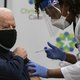 US President-elect Joe Biden receives a Covid-19 vaccination from Tabe Mase, Nurse Practitioner and Head of Employee Health Services, at the Christiana Care campus in Newark, Delaware on December 21, 2020.