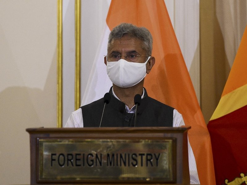 India's Foreign Minister Subrahmanyam Jaishankar speaks during a joint press briefing with Sri Lanka's Foreign Minister Dinesh Gunawardena (not pictured) in Colombo on January 6, 2021.
