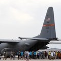 Refugees board a US aircraft heading to Germany, after being evacuated from Kabul during an evacuation flight, at the Torrejon de Ardoz air base, 30 km from Madrid, on August 24, 2021. Spain has been evacuating its nationals and local contractors from Afg