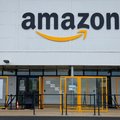 A picture shows the Amazon logo on the frontage of an Amazon's centre in Bretigny-sur-Orge, on December 14, 2021.