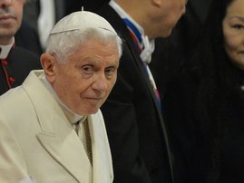 In this file photo taken on February 14, 2015 Pope Emeritus Benedict XVI attends a papal consistory for the creation of new Cardinals at St. Peter's basilica in Vatican. Former pope Benedict XVI failed to stop four clergymen accused of child sex abuse in