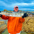 Kobus Oosthuizen with a Pickhandle Barracuda caught at Stabel while spinning off the rocks