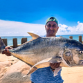 Micheal Govender stealing the show off Margate Pier with a majestic Giant Kingfish