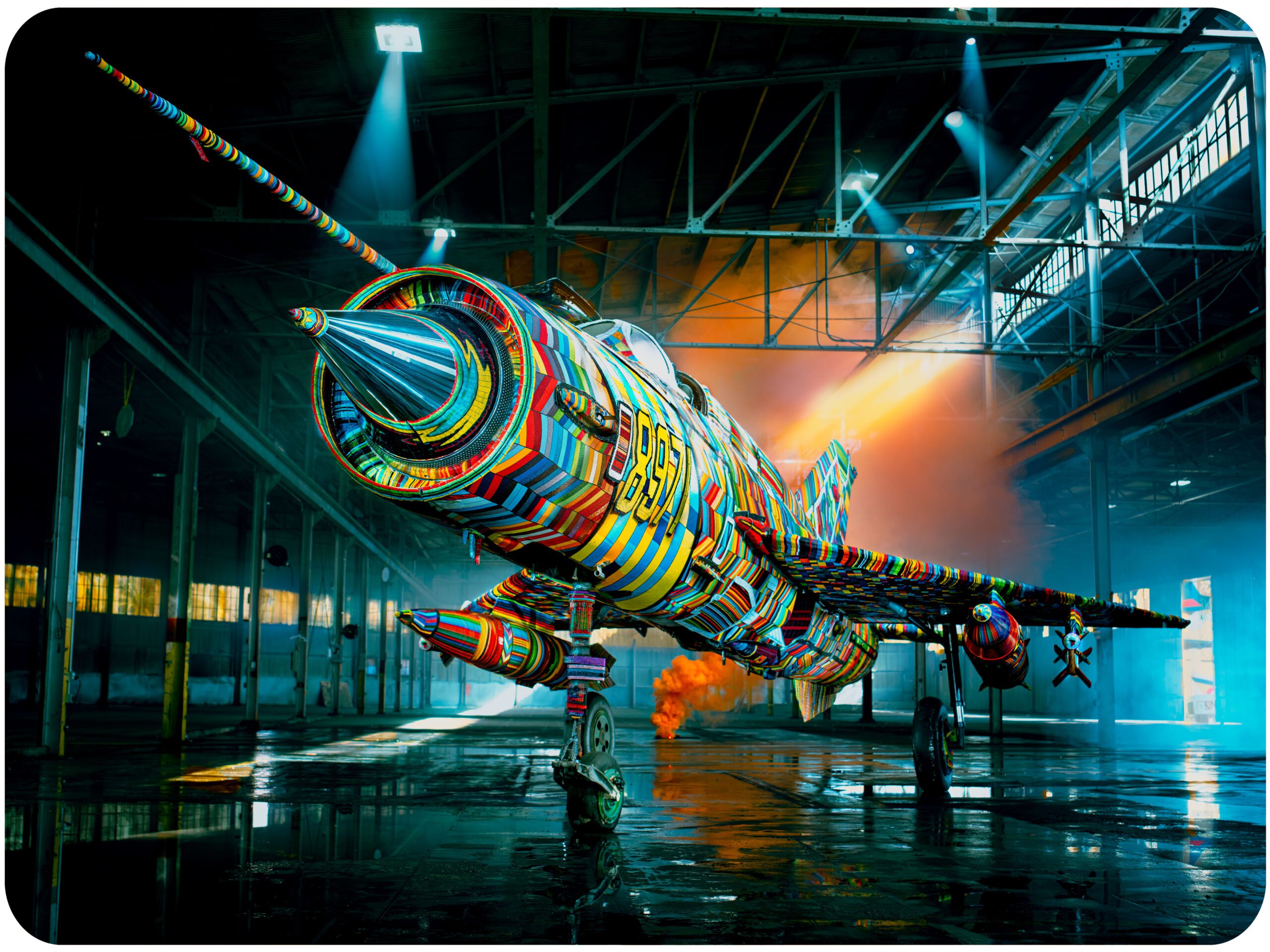 South African artist decorates fighter jet with over 35-million beads