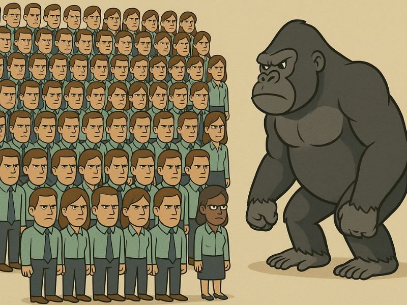 100 men vs 1 gorilla