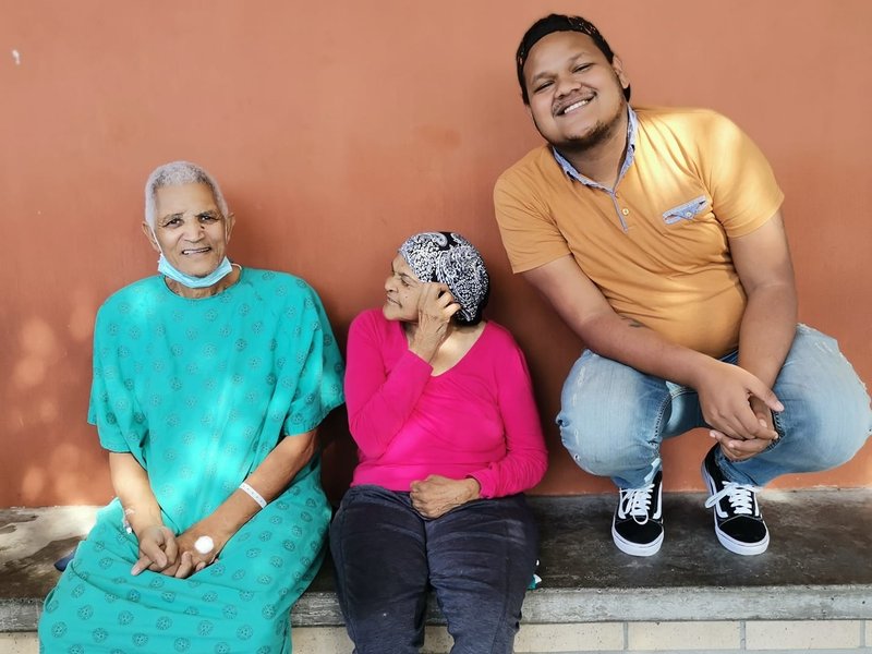 elderly couple reunites