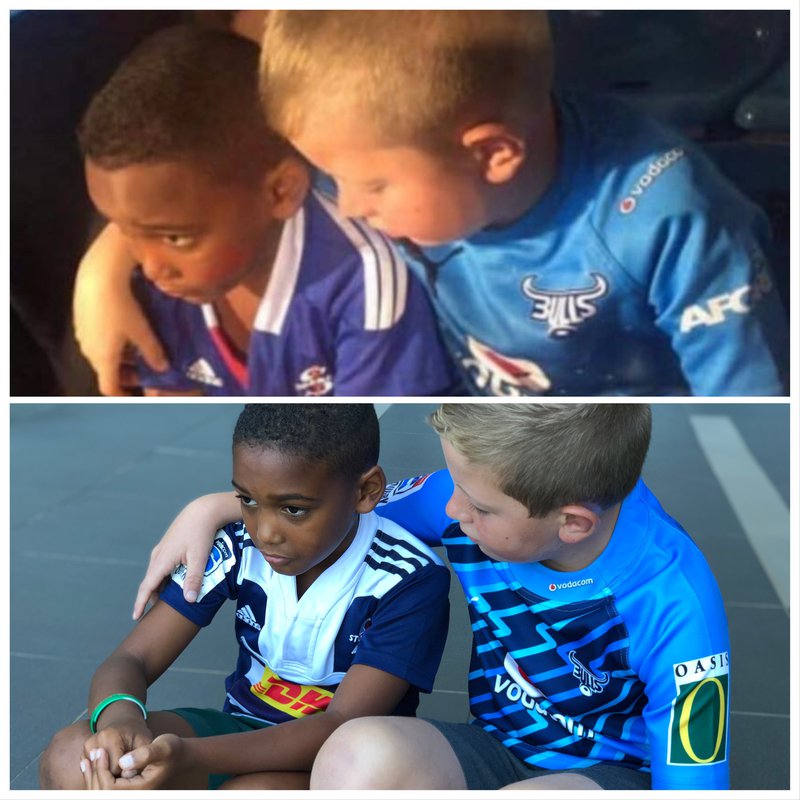 Two young rugby fans recreate viral photo on Breakfast