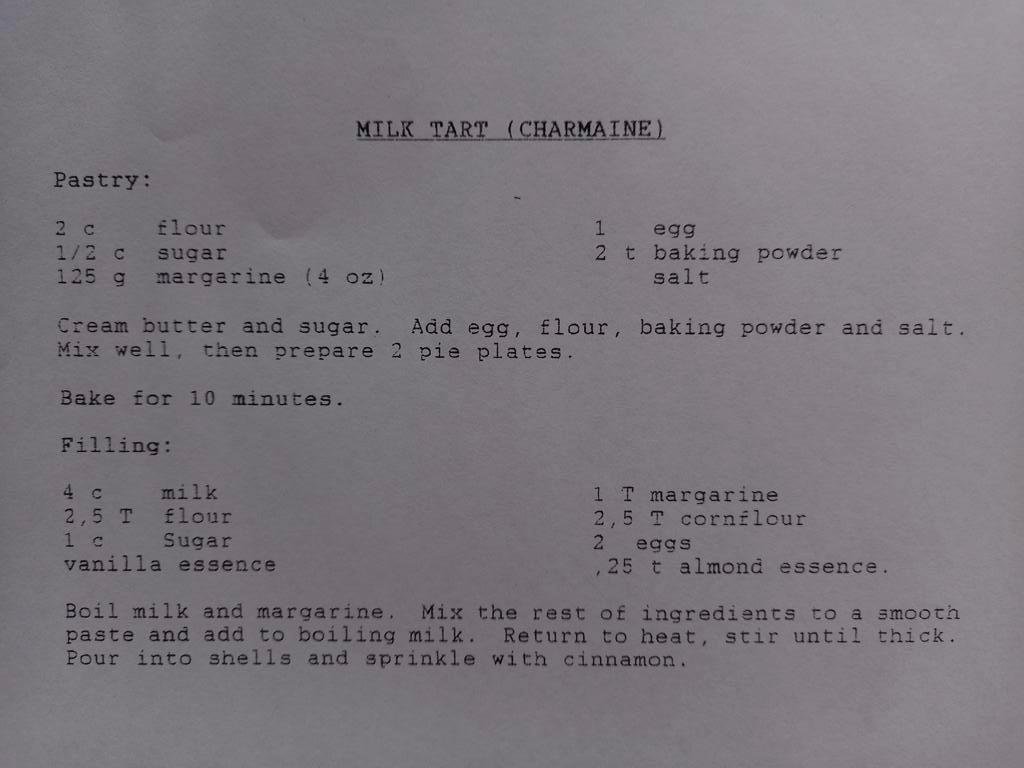 Charmaine van Biljon Make My Monday Milk Tart Recipe