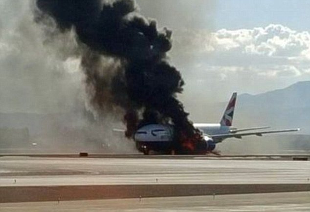 BA plane bursts into flames at Vegas Airport