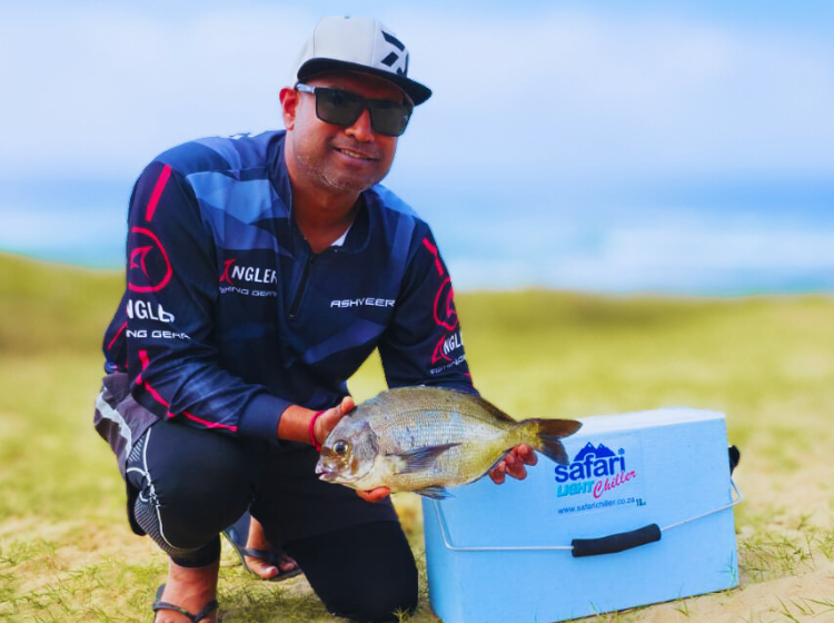 Ashveer Soogreem in some Bronze Bream action off the Bluff