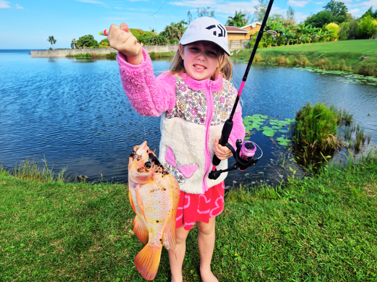 Lexi Wilson getting into the school holiday spirit with a freshwater catch down south