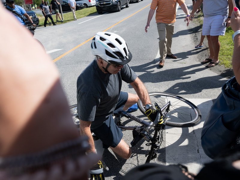 Joe Biden falls off bike