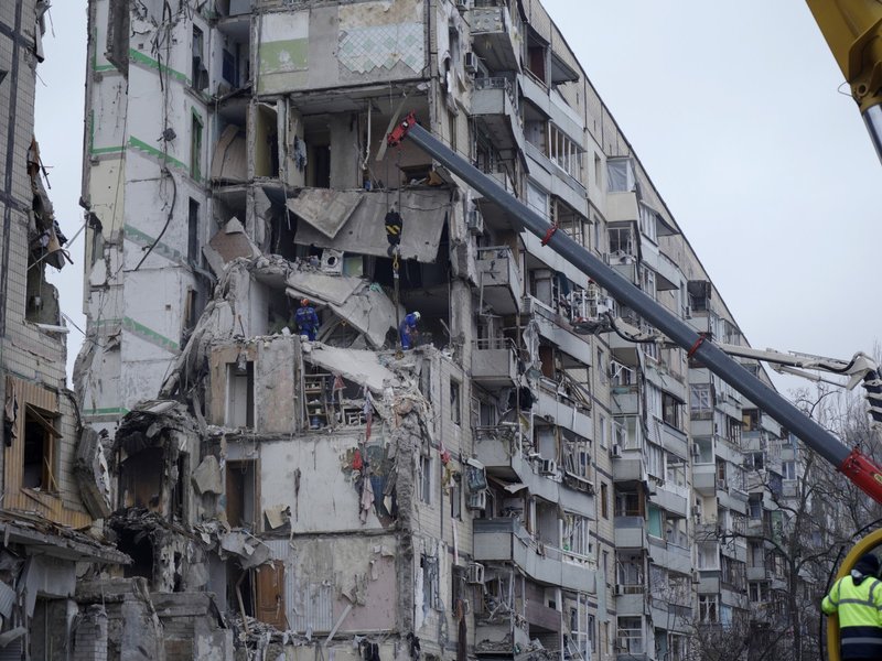 Ukraine residential building destroyed after a missile strike in Dnipro