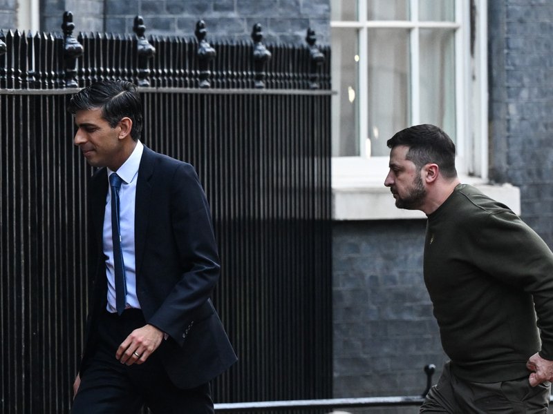 Ukraine's President Volodymyr Zelensky and Britain's Prime Minister Rishi Sunak at 10 Downing Street