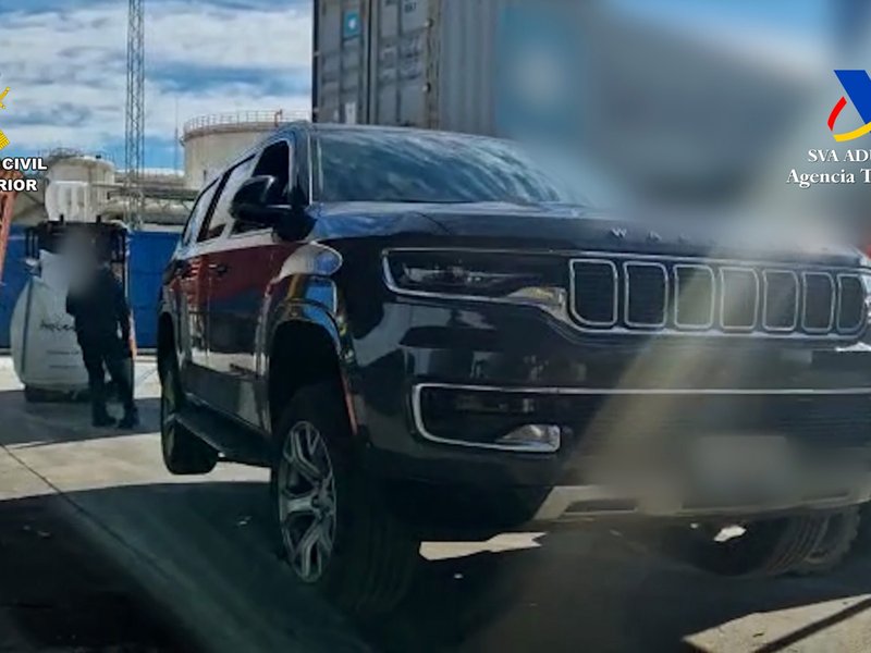 This handout image released on February 20, 2023 by Spanish Guardia Civil shows one of the 24 stolen luxury cars that police located in containers that arrived last month at the southern port of Algeciras. Spanish police said on February 20, 2023 they had