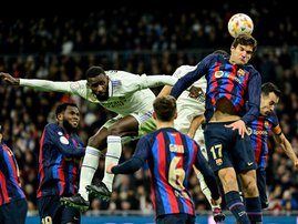 Real Madrid's Antonio Rudiger and Barcelona's Marcos Alonso