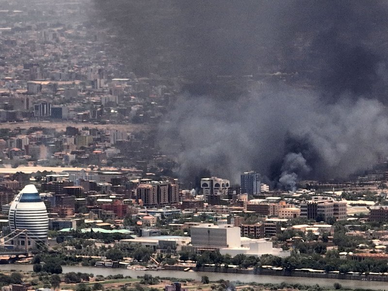 Smoke billows during fighting in the Sudanese capital Khartoum