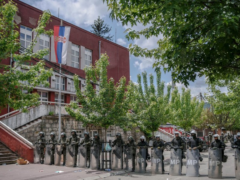 NATO soldiers and International military police in northern Kosovo