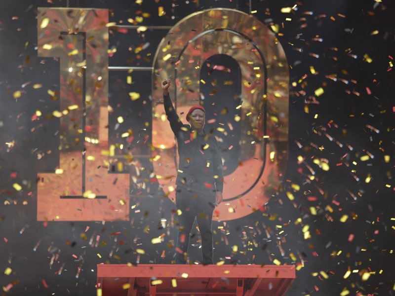 EFF leader Julius Malema celebrates the party's 10th anniversary