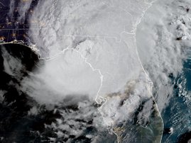 Hurricane Idalia making landfall in Florida on August 30, 2023