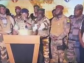 Gabonese soldiers announcing they were "putting an end to the current regime"