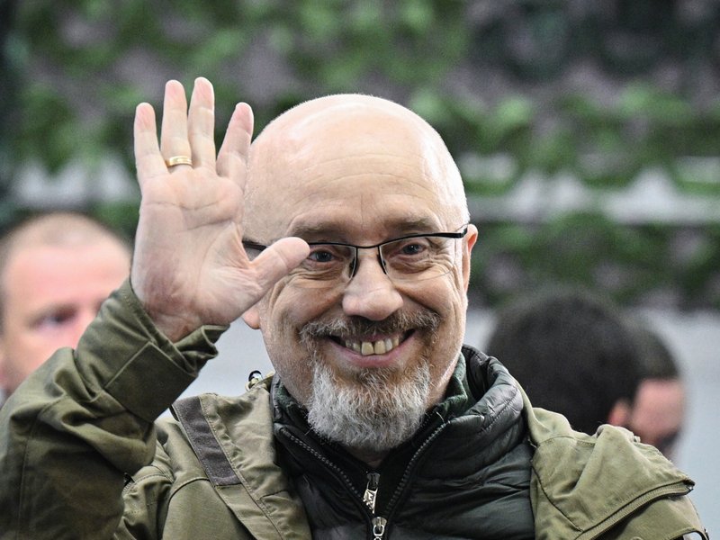 Ukrainian Minister of Defence Oleksii Reznikov arrives for a news conference in Kyiv on October 26, 2022,