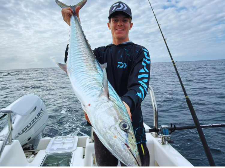 Brayden Kane with a Couta caught off Durban during a local competition