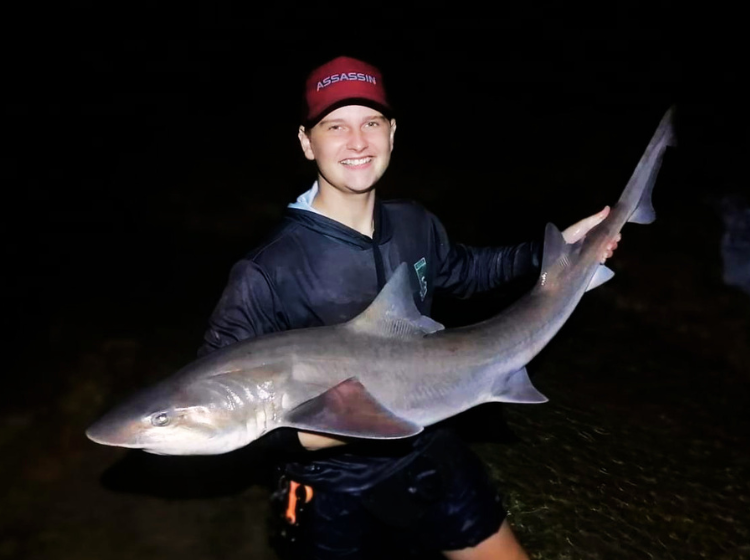 Nathan Pieterse with a Smooth Hound Shark caught down south coast