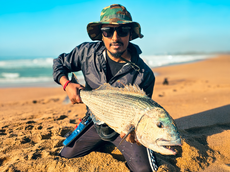 Nicashin Moodley with a white mussel cracker caught in the south coast