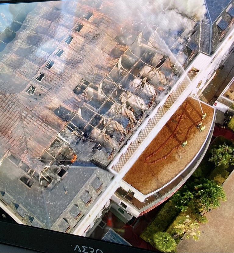 Drone footage of the Parliament fire, day 2