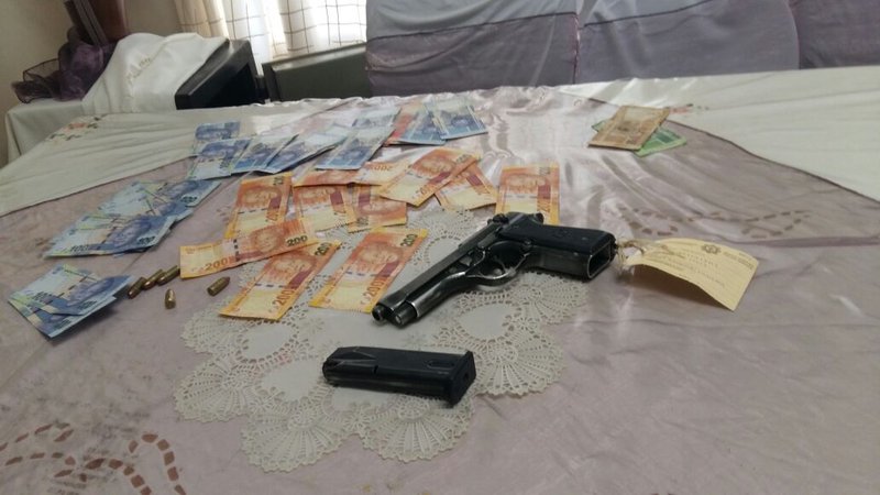 Confiscated cash and guns