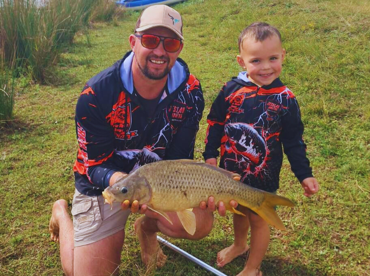 JP van der Westhuizen & Son with a Carp caught at Albert Falls