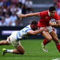 Louis Rees-Zammit playing for Wales in the Rugby World Cup in 2023