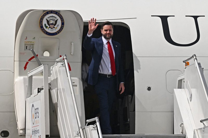 US Vice President JD Vance disembarks a plane