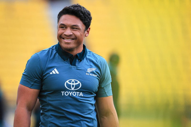 New Zealand's Caleb Clarke takes part in the New Zealand All Blacks training session