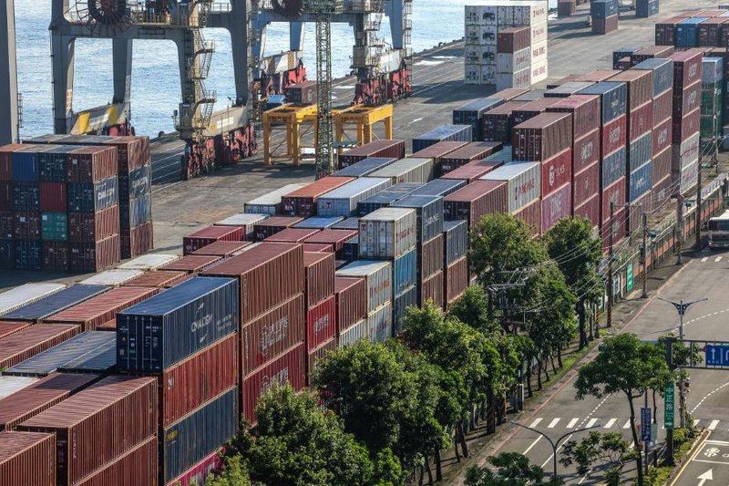 Shipping containers are seen at the Port of Keelung in Keelung