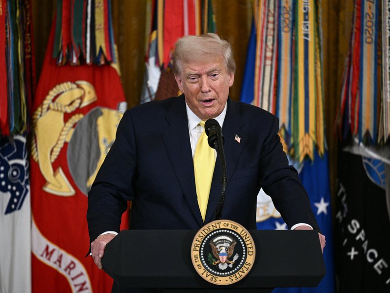 US President Donald Trump speaking from White House