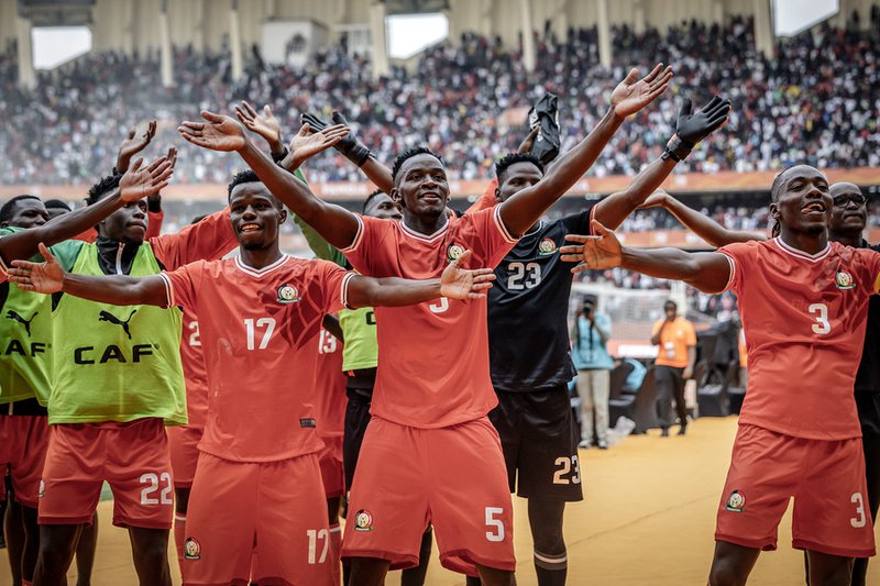 Kenya players celebrate their team victory after the African Nations Championship (CHAN)