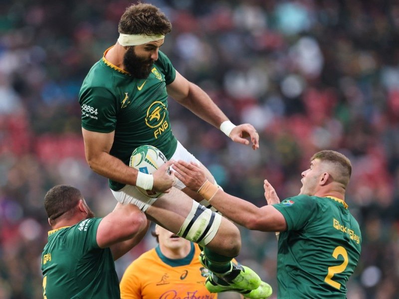 Lood de Jager playing for South Africa against Australia