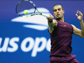 Carlos Alcaraz playing at the US Open