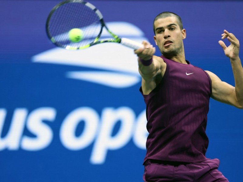 Carlos Alcaraz playing at the US Open